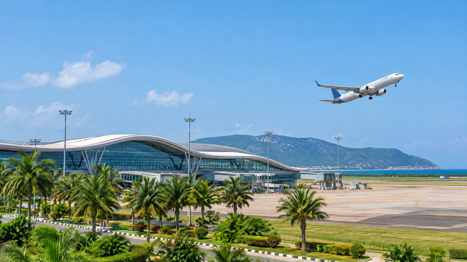 Passenger aircraft departing from Visakhapatnam airport