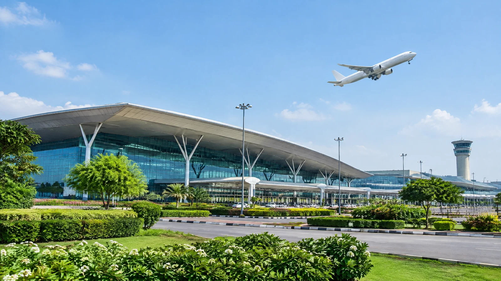 Passenger aircraft departing from Delhi airport