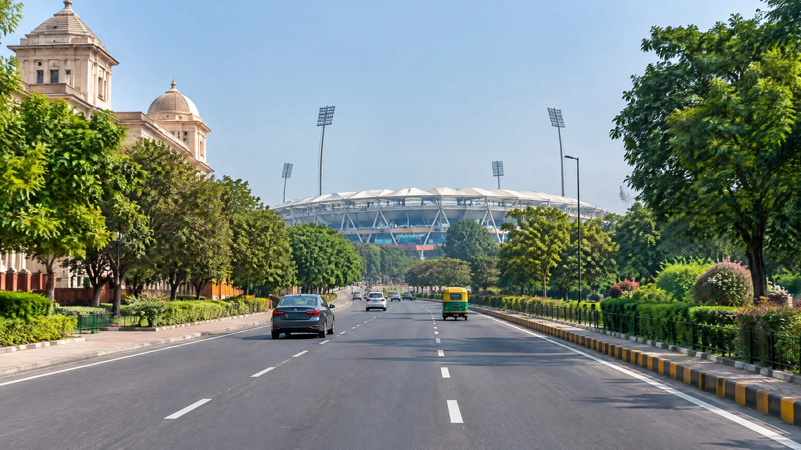 Road approach towards Arun Jaitley Stadium in central Delhi
