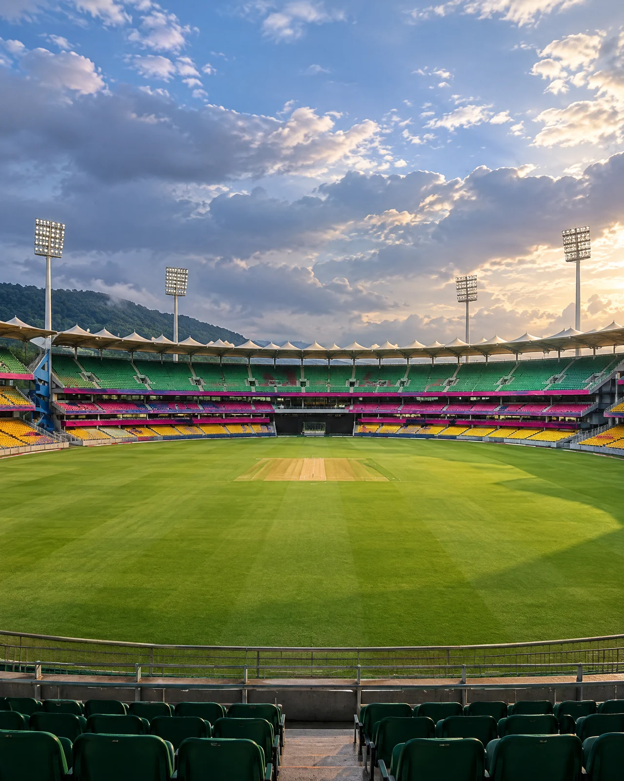 Barsapara Cricket Stadium field and covered seating in Guwahati