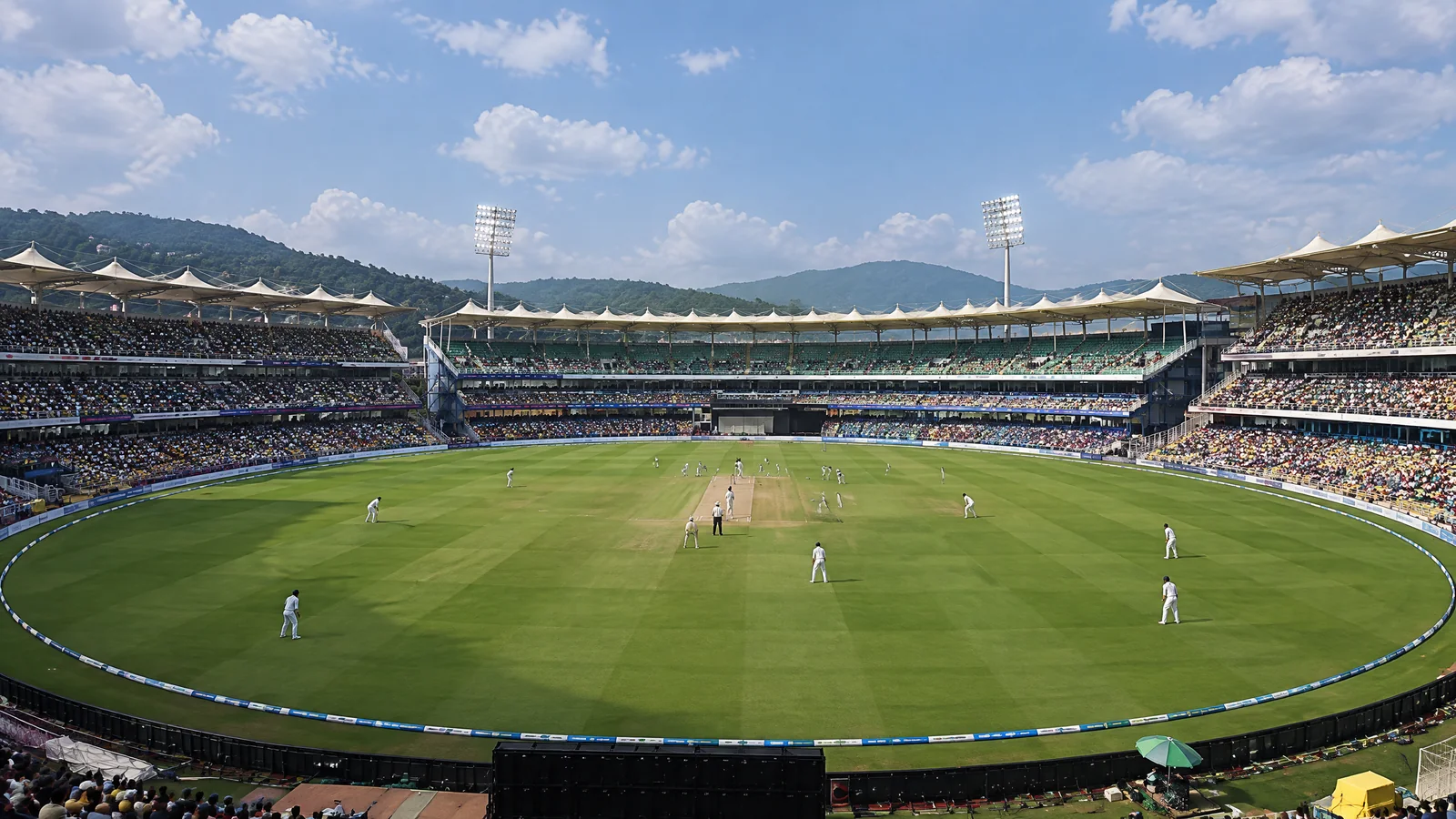 Editorial Test cricket scene at Barsapara Cricket Stadium in Guwahati
