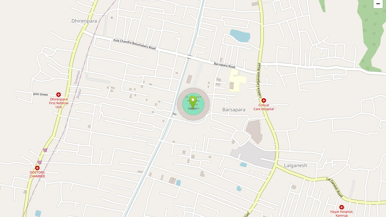 Map showing Barsapara Cricket Stadium in Guwahati