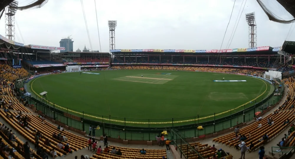 Archival stadium-wide view of M. Chinnaswamy Stadium field and surrounding seating in 2017
