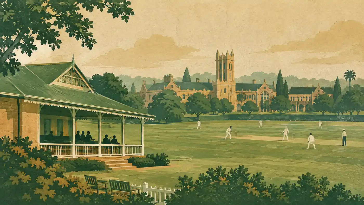 Daly College Ground history, editorial illustration