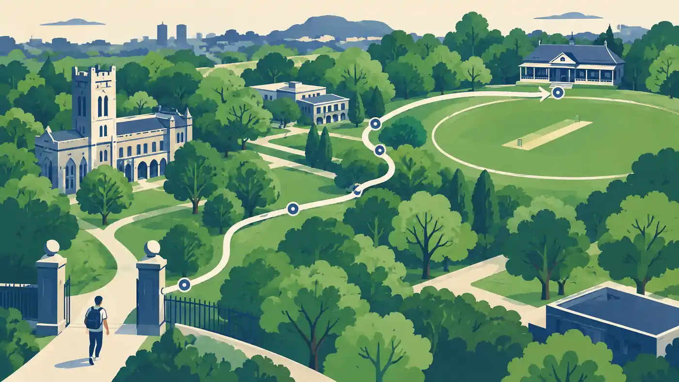 How to reach Daly College Ground, editorial illustration