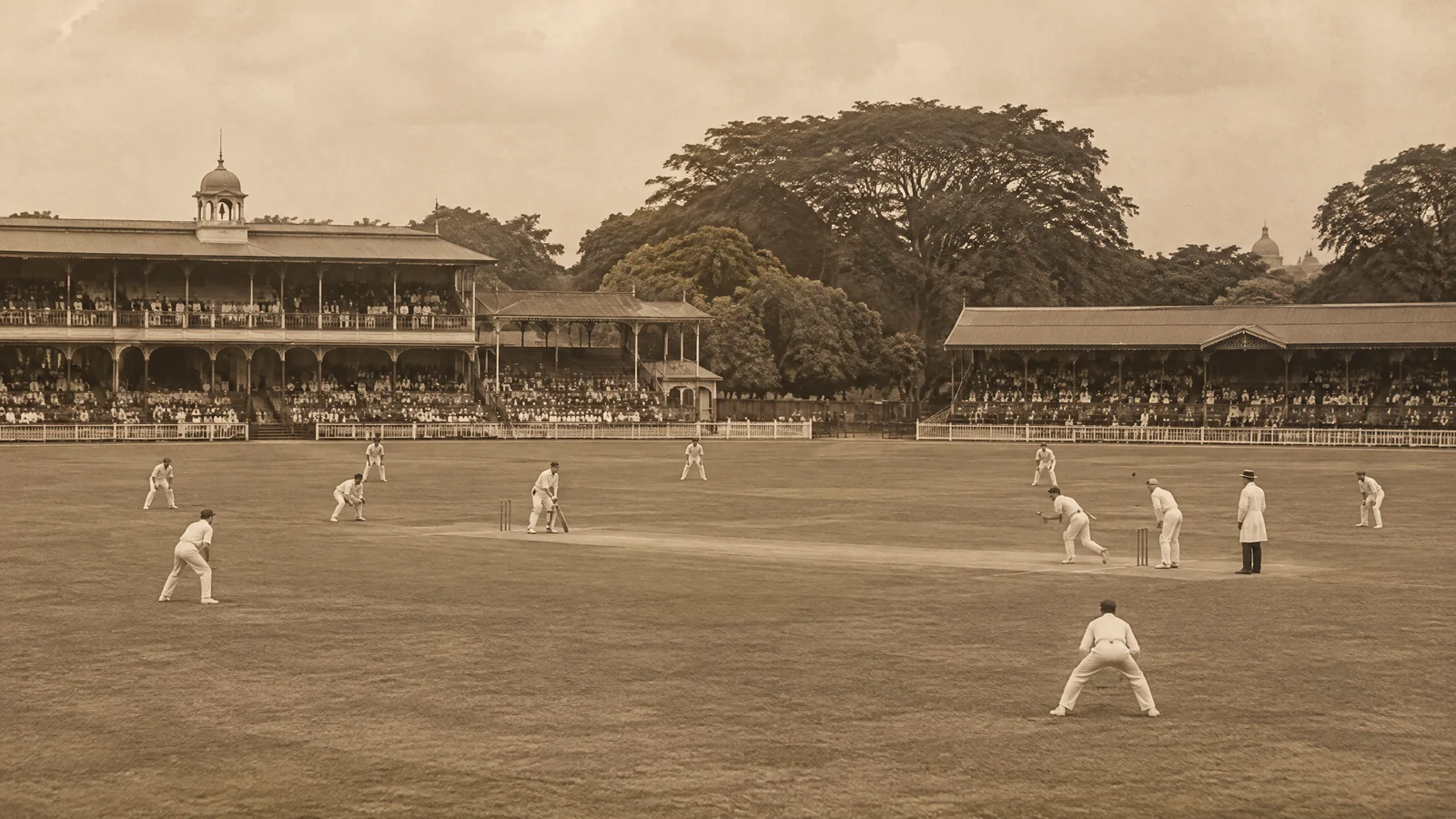 Editorial historical illustration of early cricket at Eden Gardens