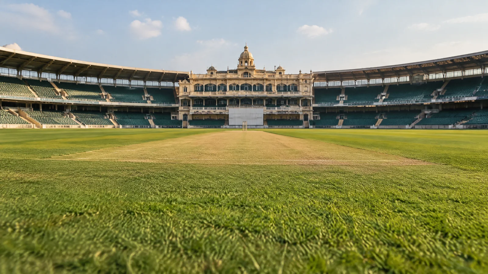Editorial view of the pitch and outfield at a Kolkata cricket stadium