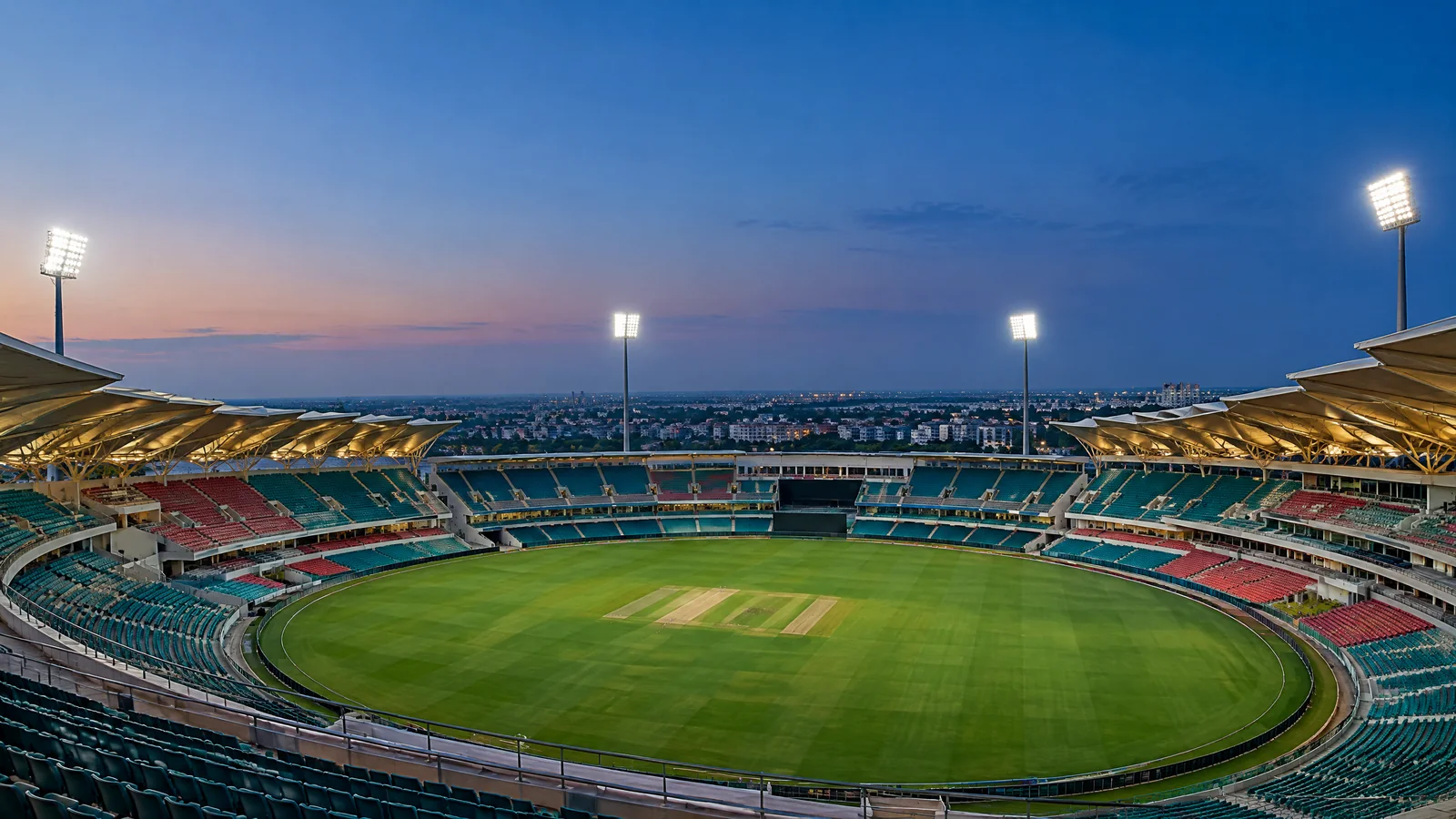 Editorial illustration of Bharat Ratna Shri Atal Bihari Vajpayee Ekana Cricket Stadium in Lucknow