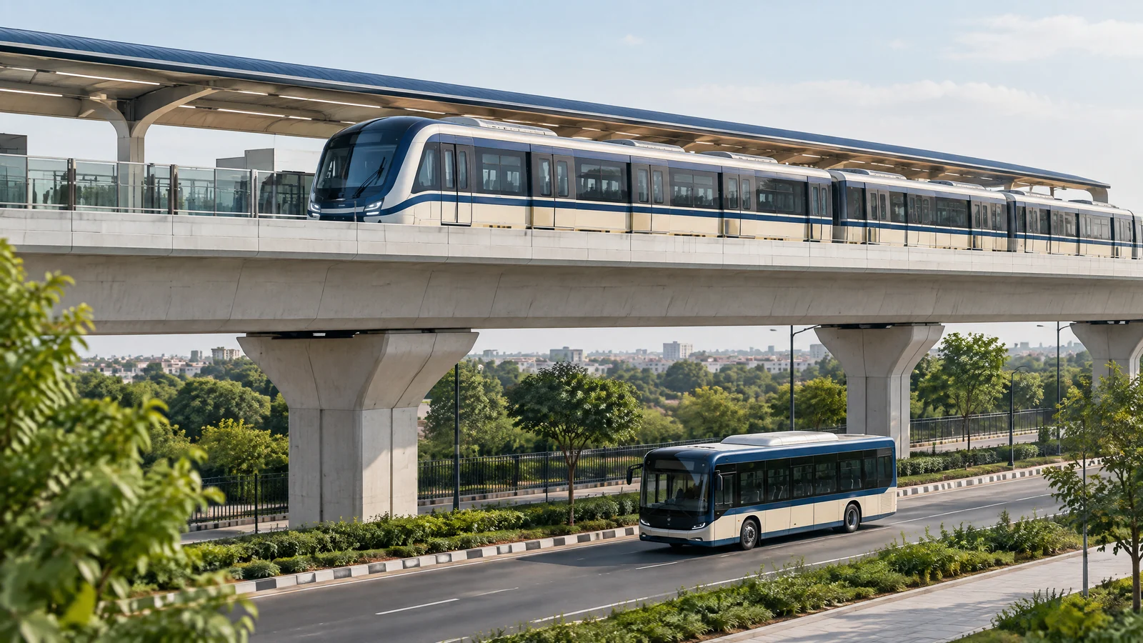Lucknow Metro train with a separate electric feeder connection