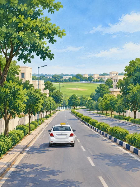 Original editorial illustration of an onward road transfer, not a photograph or a route map
