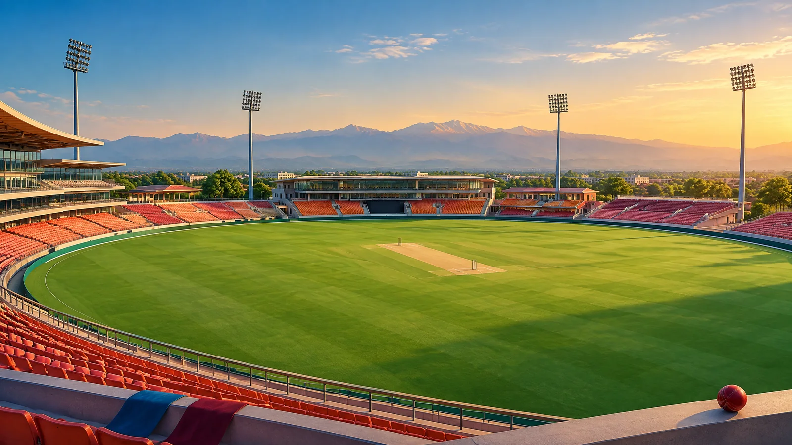 Original PitchVaani conceptual illustration of a cricket ground in New Chandigarh ahead of a scheduled men’s ODI