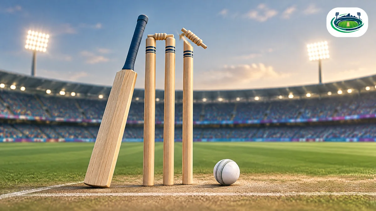 PitchVaani editorial illustration of cricket stumps, bat and white ball for India versus West Indies fourth-T20I analysis