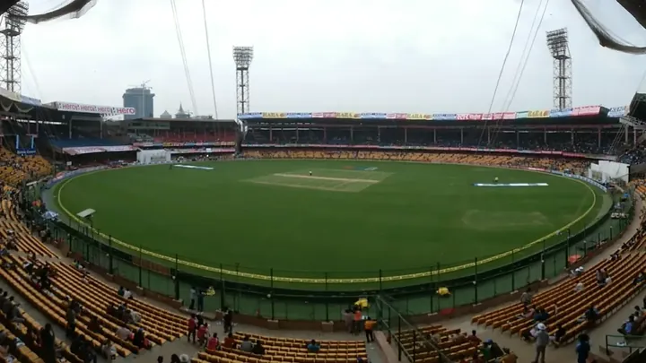 M. Chinnaswamy Stadium pitch report — archival stadium-wide photograph, not the selected October2026 pitch