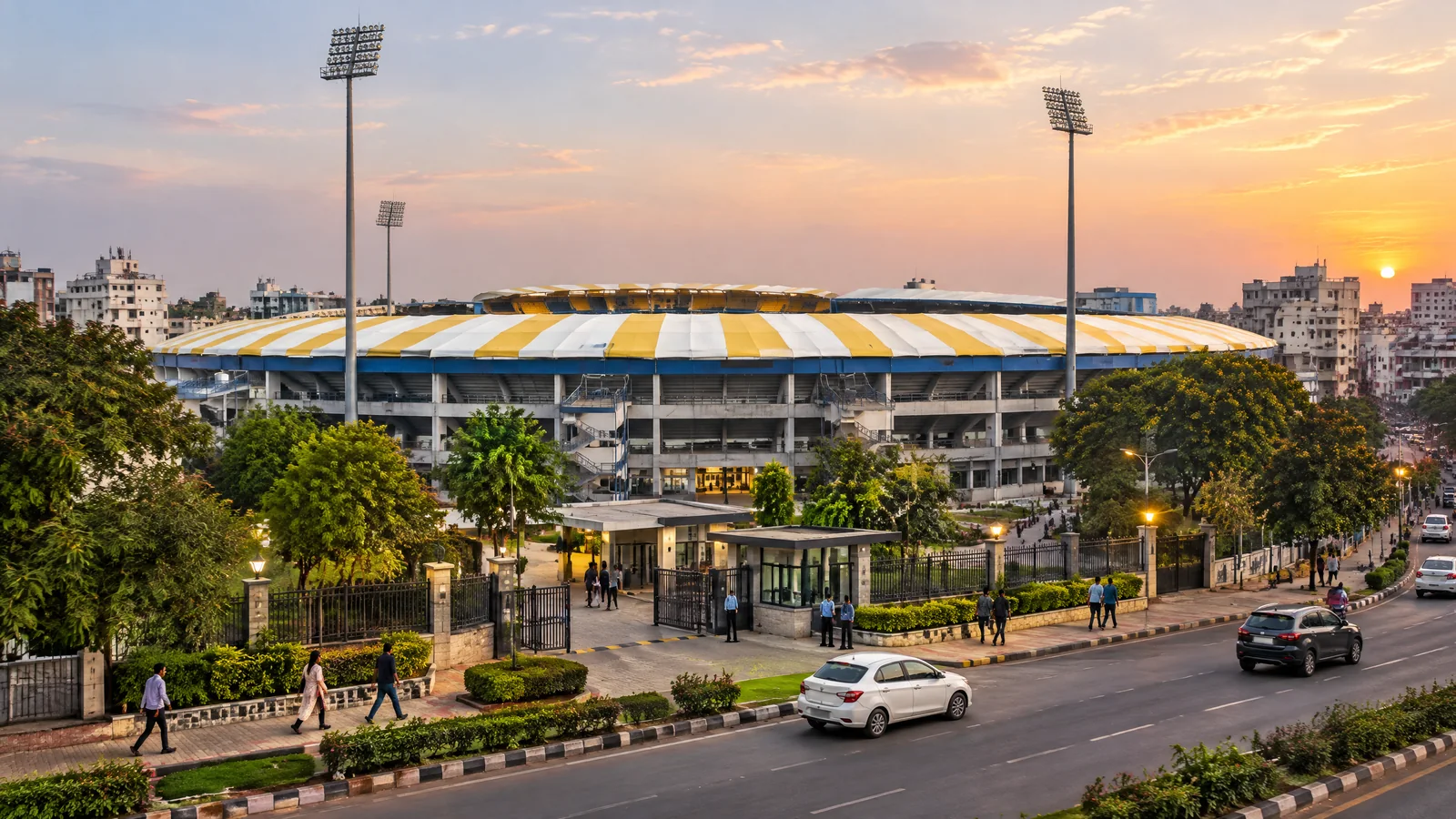 Holkar Cricket Stadium exterior on Race Course Road in Indore