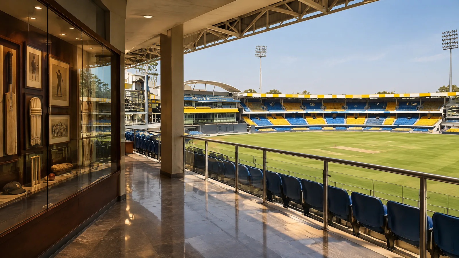 Holkar Stadium heritage pavilion and cricket display