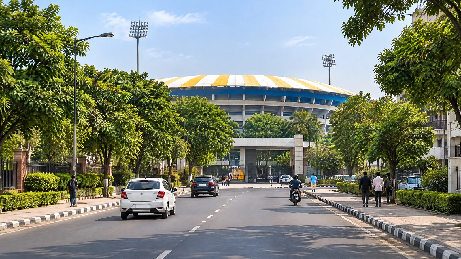 Road approach to Holkar Stadium Indore on Race Course Road