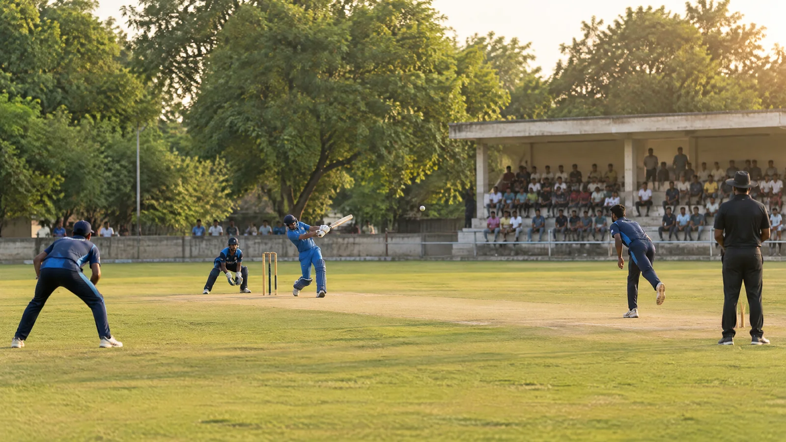 Domestic cricket match at Indian Cement Company Ground in Tirunelveli