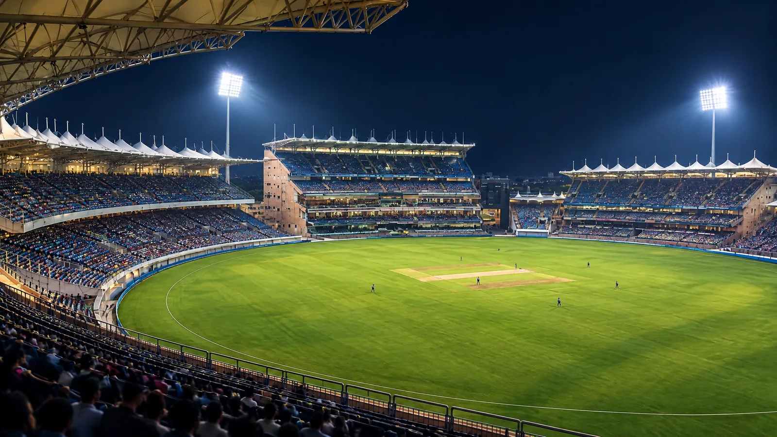 Editorial night-cricket scene marking JSCA Stadium's 2013 ODI debut