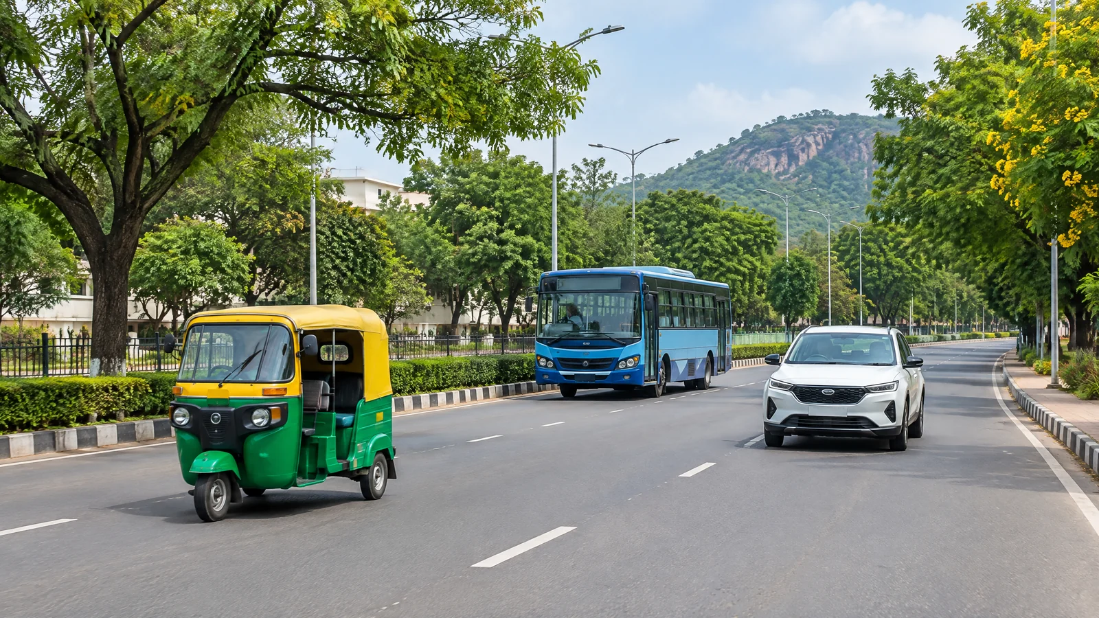 Auto-rickshaw bus and taxi for local travel in Ranchi