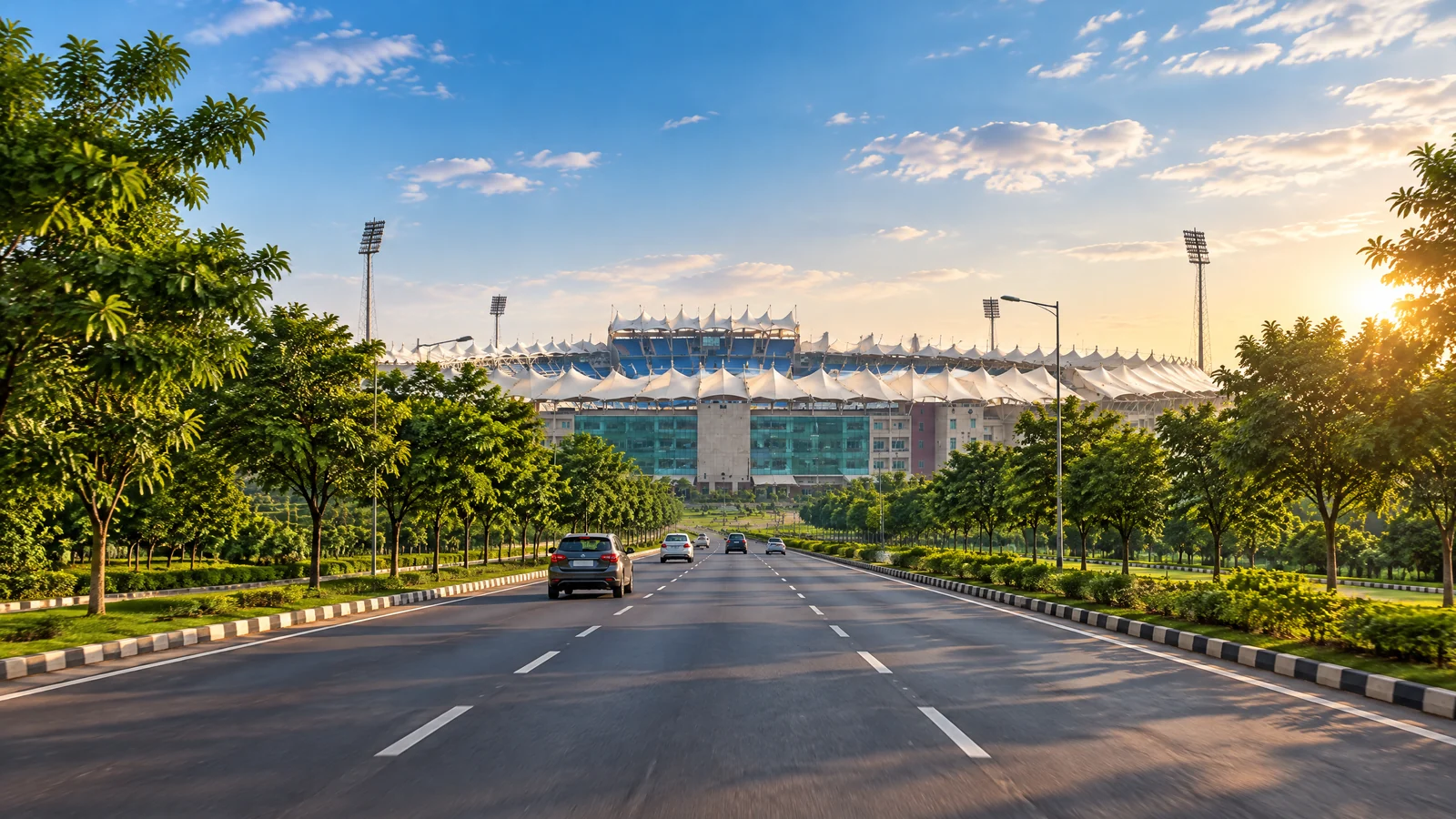 Road approach to JSCA International Stadium Complex in Ranchi