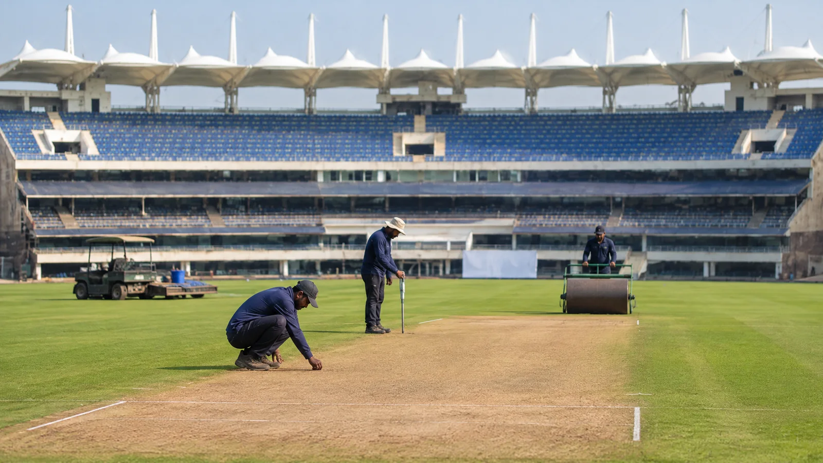 Prepared pitch at JSCA International Stadium, Ranchi