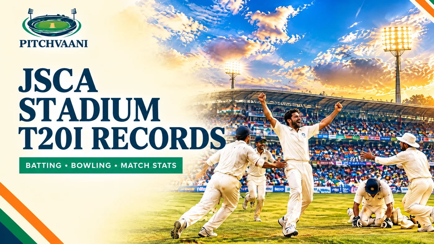 JSCA Stadium T20I records: batting, bowling and match stats on PitchVaani