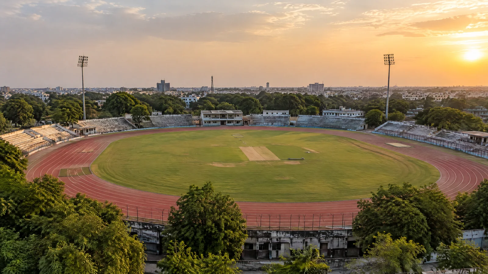 Editorial illustration of K. D. Singh Babu Stadium in Lucknow