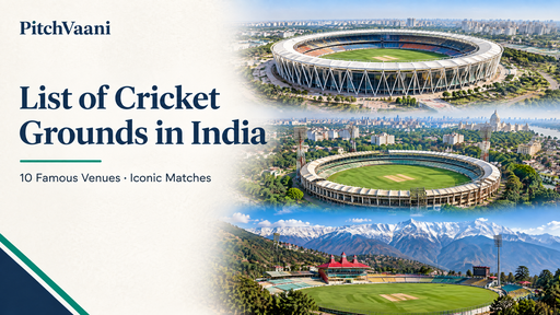 List of cricket grounds in India editorial cover showing stadiums in Ahmedabad, Kolkata and Dharamshala