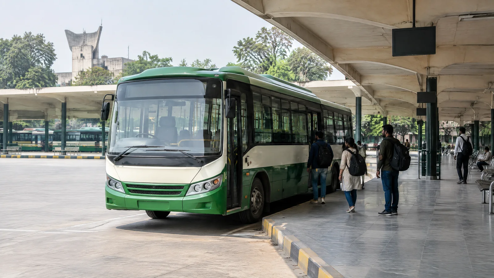 City bus at Chandigarh ISBT for travel towards Mullanpur