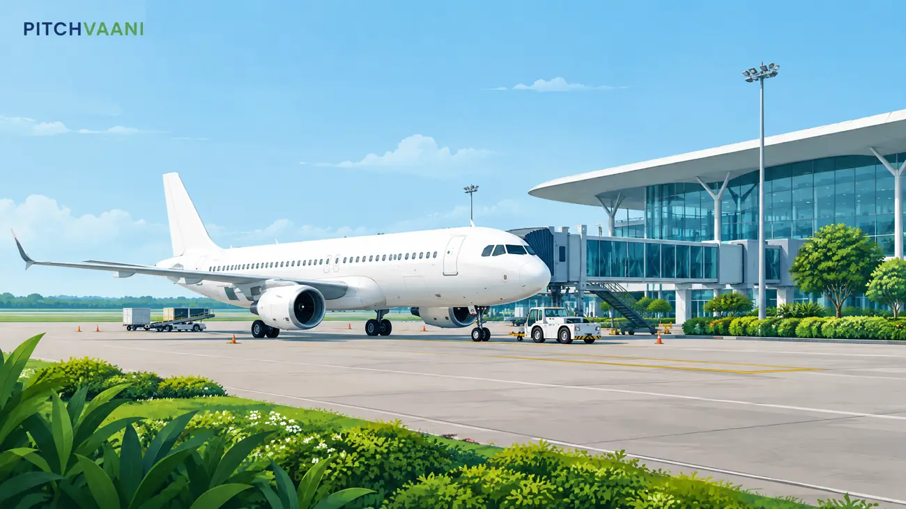 Original generic flight travel illustration, not a documented Pune route