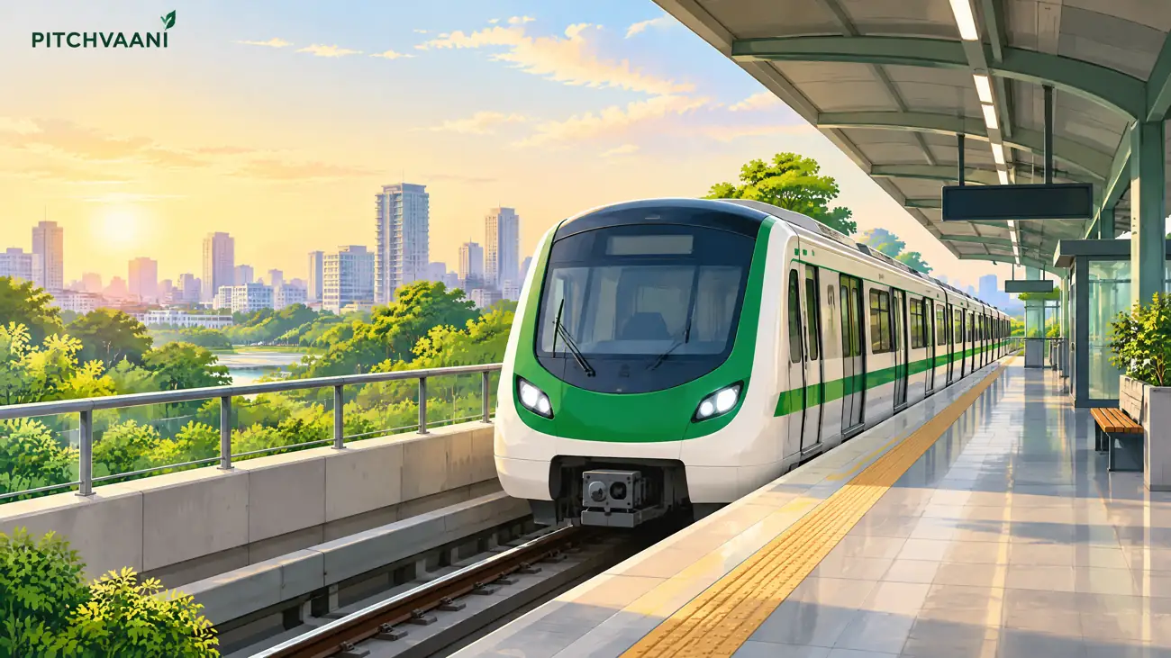Original generic metro travel illustration, not a documented Pune route