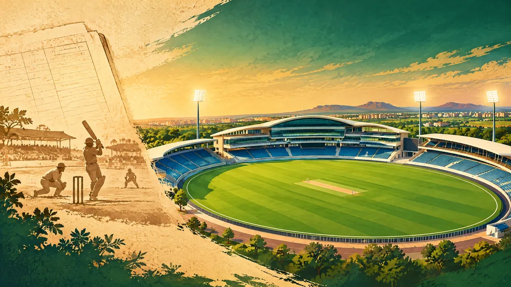 Editorial cricket history illustration