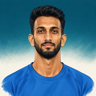 Editorial illustration representing Prasidh Krishna; not a photograph