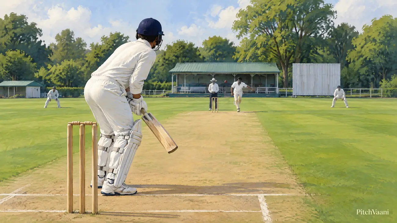 Matches at PVG Raju ACA Sports Complex — original editorial illustration