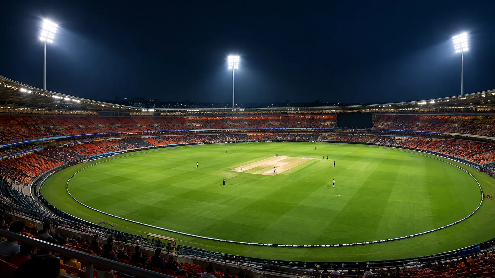 Floodlit setting at Shaheed Veer Narayan Singh Cricket Stadium