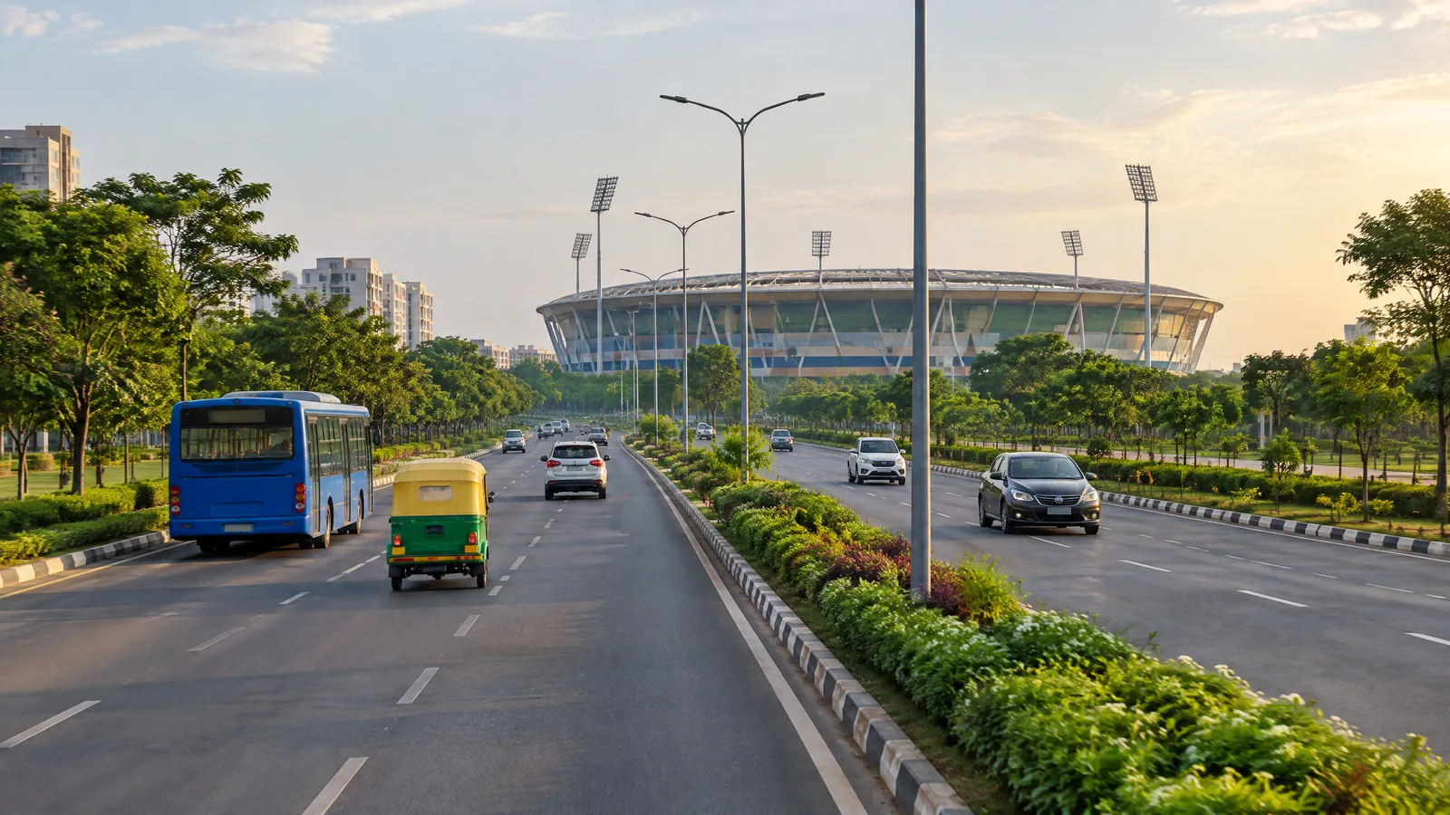 Nava Raipur bus and road transport towards the cricket stadium