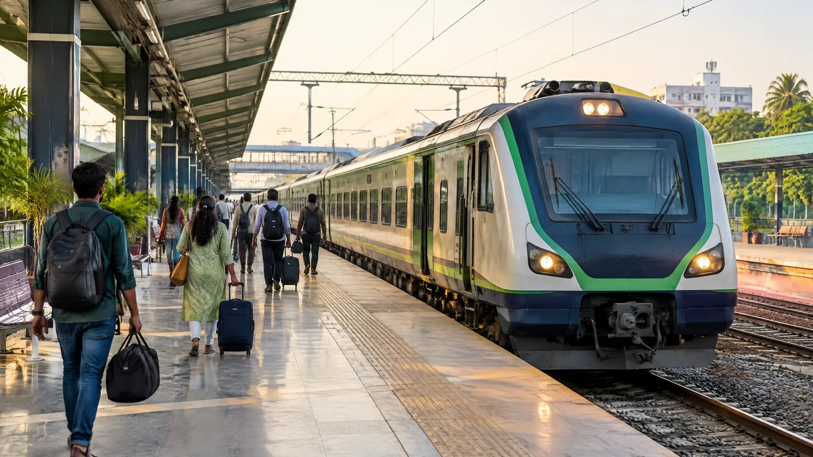 Passenger train used for travel towards Raipur Cricket Stadium