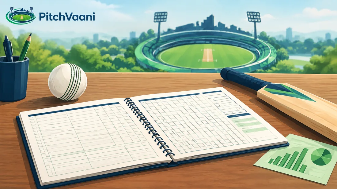 PitchVaani editorial illustration for raipur stadium records; not a stadium photograph