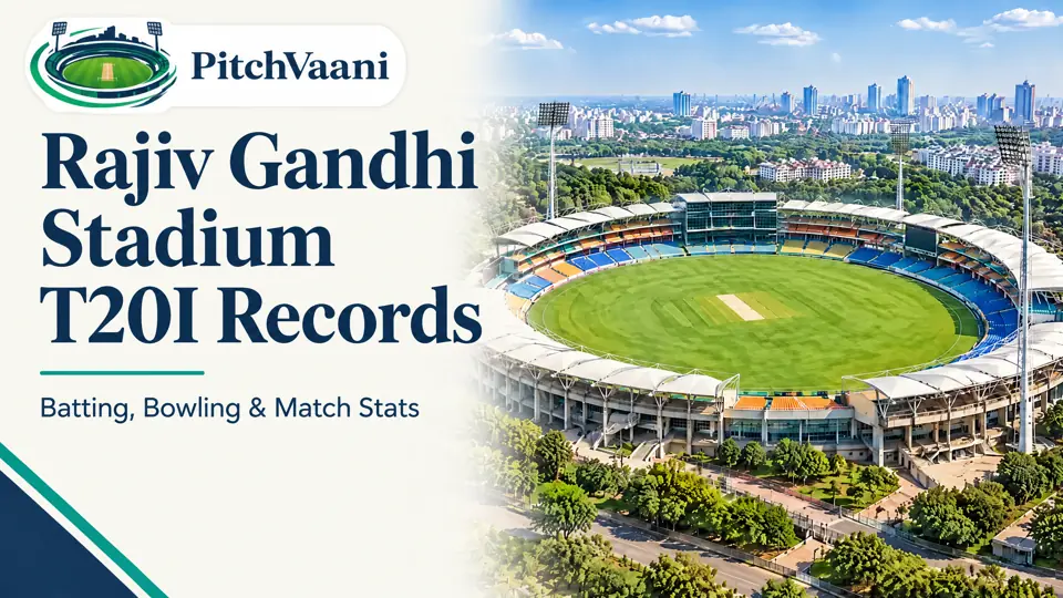 Rajiv Gandhi Stadium T20I Records — PitchVaani illustrated editorial cover