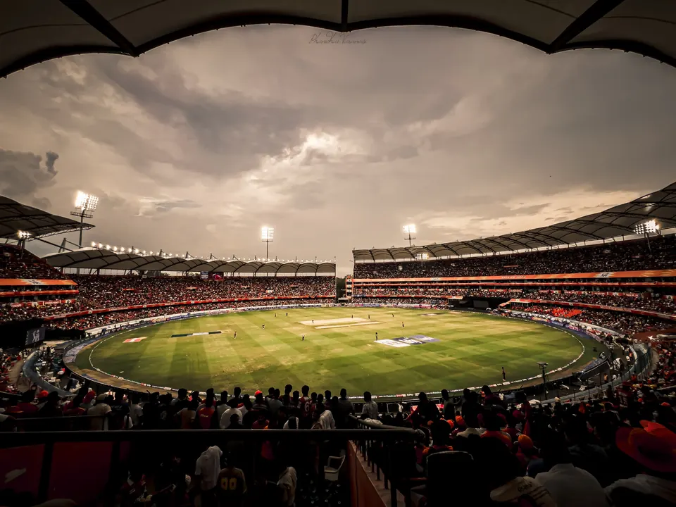 Rajiv Gandhi International Cricket Stadium in Hyderabad, photographed in May 2024