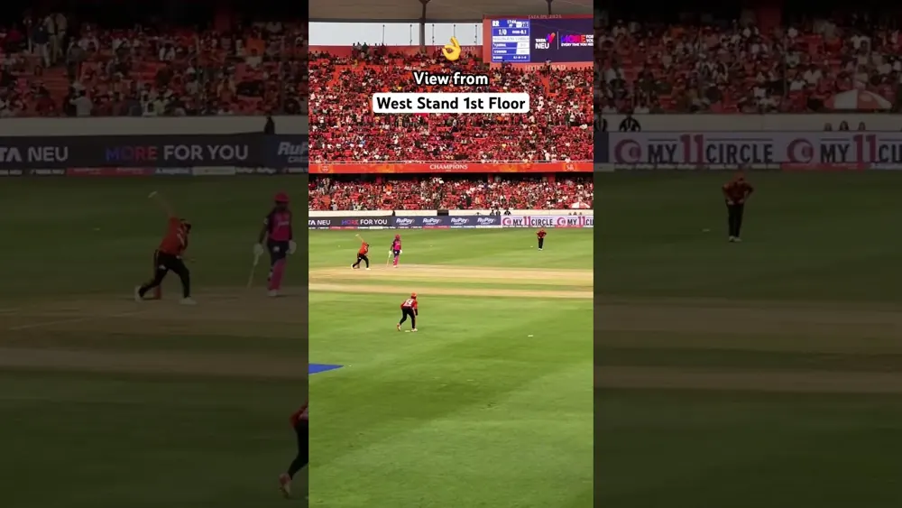 Rajiv Gandhi Stadium West Stand first-floor view identified in the original video thumbnail