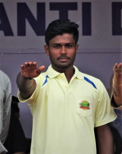 Sanju Samson, Indian cricketer and wicketkeeper-batter, photographed in 2017.