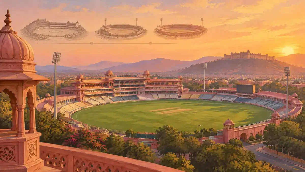 History of Sawai Mansingh Stadium, editorial illustration