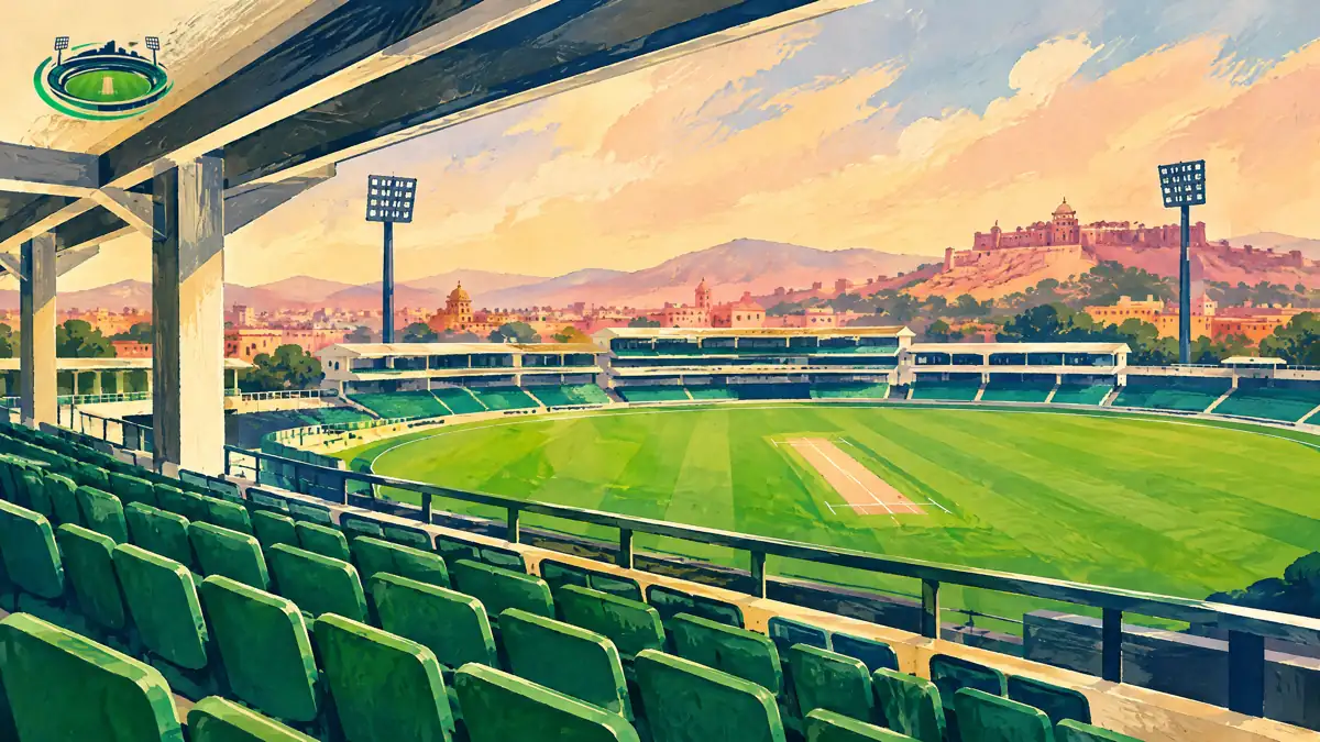 Editorial illustration of the renovated Sawai Mansingh Stadium