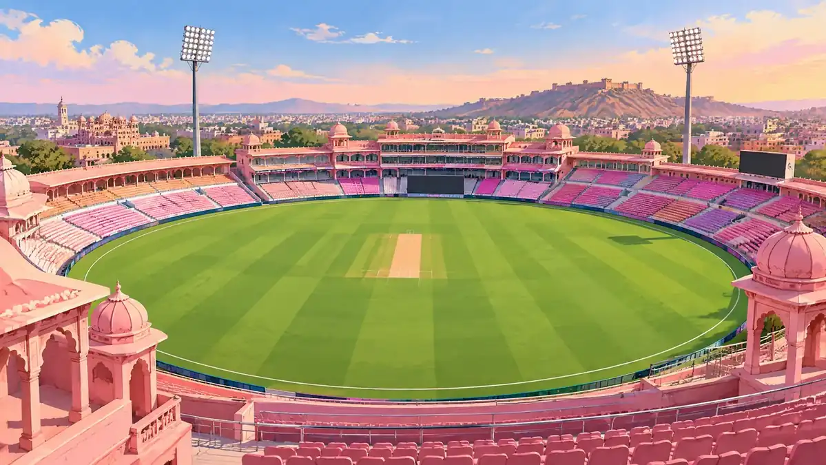 Sawai Mansingh Stadium quick facts, editorial illustration