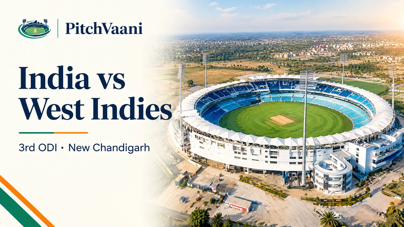 PitchVaani India versus West Indies third ODI cover with the New Chandigarh stadium