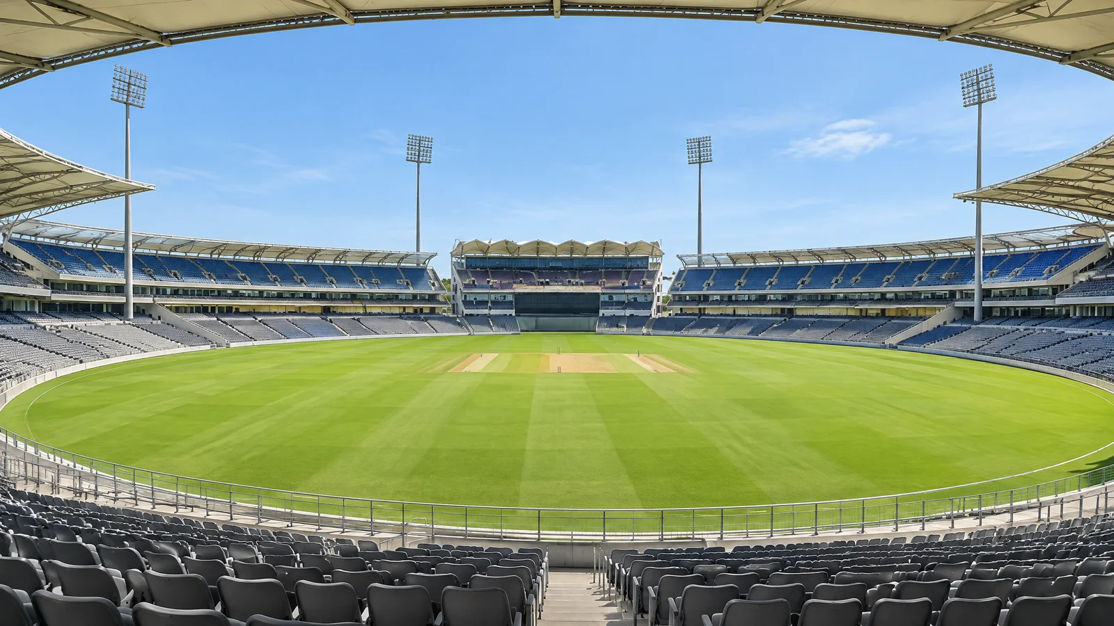 Prepared pitch at Vadodara Cricket Stadium, Kotambi