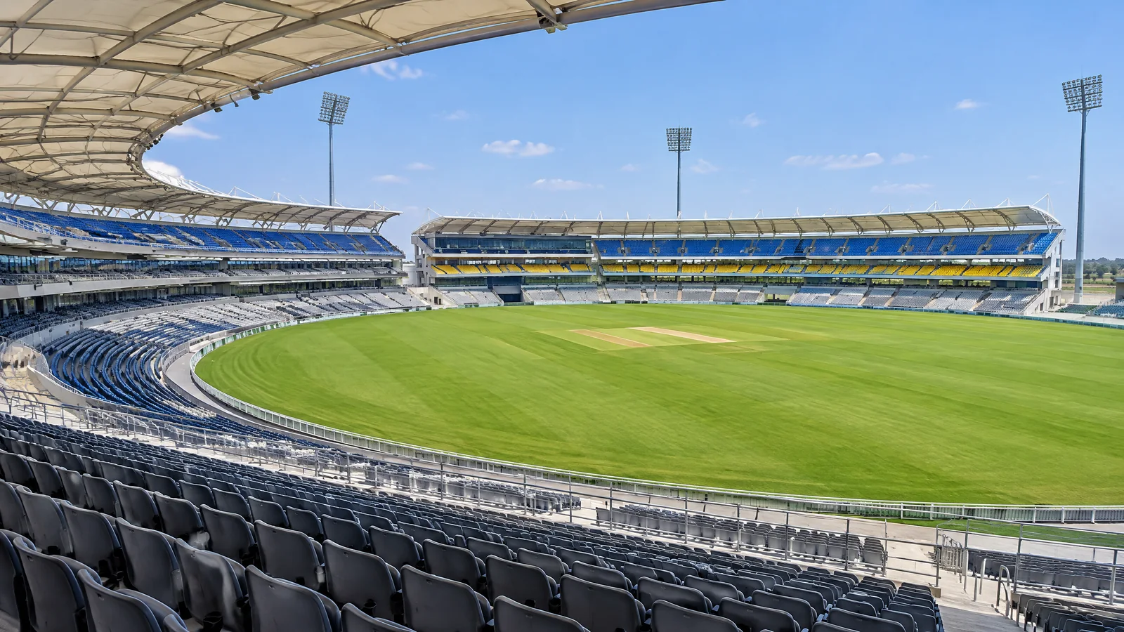 Seating and roof view at Vadodara Cricket Stadium