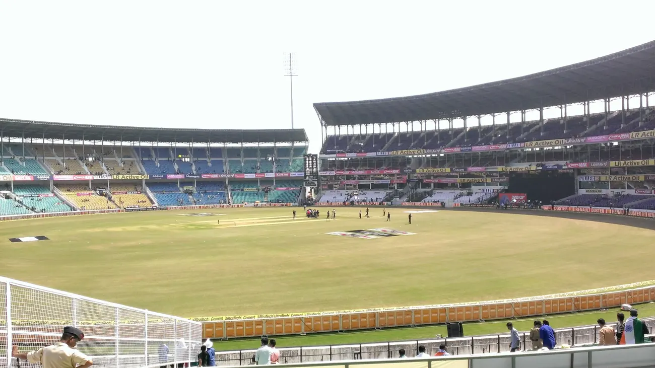 Archival view of the cricket field and stadium stands in Nagpur, photographed by Jms1241