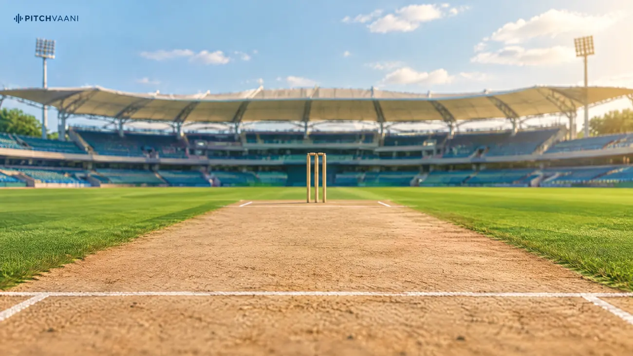 VCA Stadium Pitch and Boundary Conditions — original PitchVaani editorial illustration
